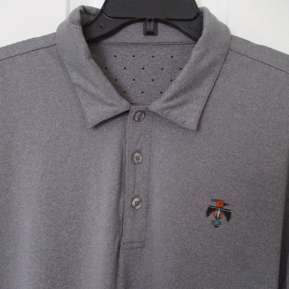 SanSoleil Mens L/S "Thunderbird C.C." (CA) Gray Golf Polo Shirt - Large Slim